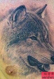 Male front chest classic cool sketch wolf head tattoo pattern