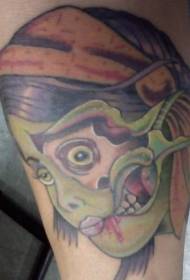 Imaxe de tatuaje de rapaza de zombies en cor