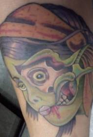 Colorkwụ akpụkpọ ụkwụ zombie nwanyị tattoo