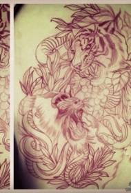 Manuscrito de tatuagem de cobra de orangotango europeu tigre