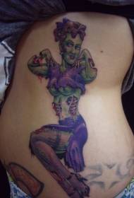 Taille-side kleur sexy vrouwelijke zombie tattoo patroon