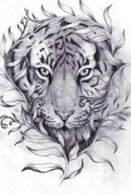 skica gri e zezë krijuese e hollë krijuese e dominuese e tigërve me kokë tigër