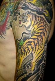 big arm Chinese style mountain tiger painted tattoo pattern