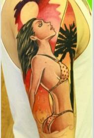 Цвят на рамото бикини секси момиче татуировка модел