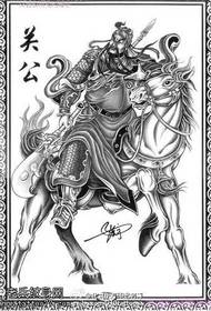 Sineeske styl Guan Erye tattoo-patroan fan manuskript