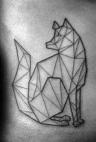 Pancia nera linea geometrica lupo illustrazione tatuaggio modello