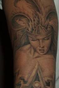 Exquisite Aztec girl and feather tattoo pattern