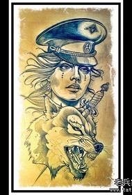 Popular beautiful beauty and wolf head tattoo manuscript