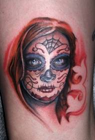 Leg color red haired girl tattoo pattern