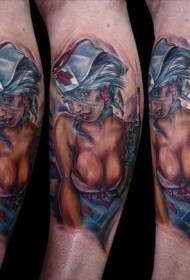 Колір ноги сексуальний медсестра татуювання візерунок