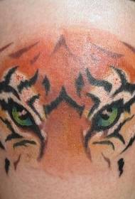 modello di tatuaggio occhio di tigre verde realistico di colore delle gambe
