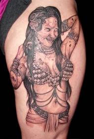 Слика од кафеава ориентална танчерска зомби девојка за тетоважа