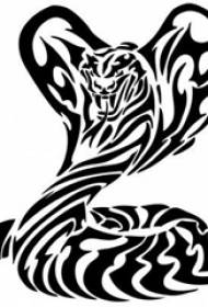 schwarze Linie Skizze kreative herrschsüchtige Tiger Tattoo Manuskript