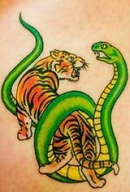 mtundu wa tiger ndi njoka tattoo