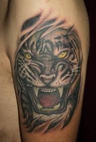 itim na Roaring Tiger Big Arm Tattoo Pattern