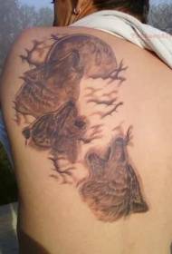 Torna modello marrone tre lupi e luna tatuaggio