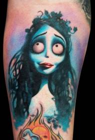 modeli tatuazh i vajzave mumje me kufomën e ngjyrave.  127707 @ Modeli tatuazh i vajzave të kafkës me kafe kafkë me shpatulla