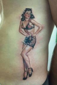 Taljen side charmerende bikini pige tatoveringsmønster