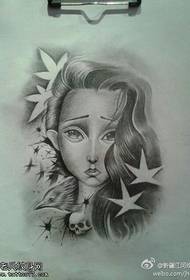 Skica dívka tetování rukopis obrázek