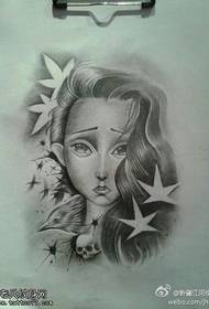Maschera del manoscritto del tatuaggio della ragazza di schizzo