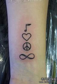Motif de tatouage icône fille petit bras note anti-guerre amour illimité amour