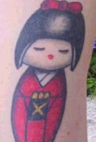 Modello di tatuaggio colorato carino ragazza asiatica