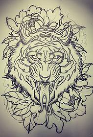 eskritik ng pattern ng pattern ng tattoo ng tigre chrysanthemum