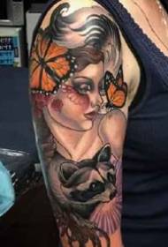 un gruppo di tatuaggi di ragazze della scuola europea e americana in toni scuri