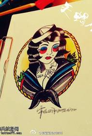 Tattoo show, recommend a color girl tattoo manuscript pattern