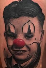 Набор реалистичных татуировок с портретом красного клоуна в европейском и американском стиле