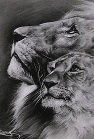 Tiger wolf lion tattoo work tattoo manuscript appreciation