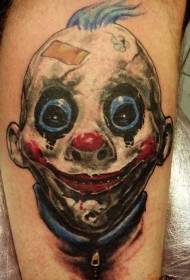 Padrão de tatuagem de palhaço sorridente colorido em filme de terror