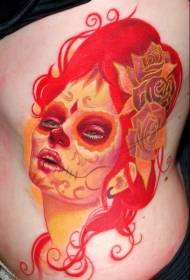 Midje-side farget søt rødhåret død jente tatovering