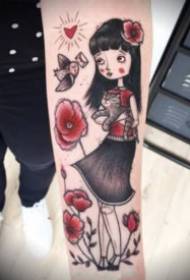 Deseños de tatuaxes de nena de debuxos animados super lindos
