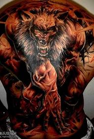 Terug wolf tattoo patroon