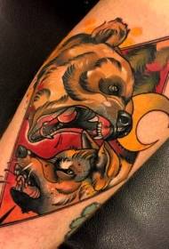 Zhanri i ri me ngjyrën e zezë të zezë me modelin e tatuazhit të ujkut dhe të hënës
