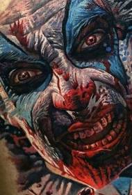 Ny skola färgade blodiga djävul clown tatuering mönster