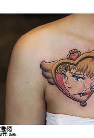 Modello di tatuaggio ragazzo spalla cartone animato