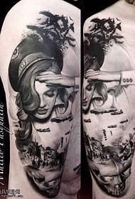 Modello di braccio ragazza grigio nero tatuaggio