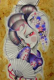 Modello manoscritto tatuaggio personalità geisha colorato
