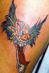 Modello del tatuaggio del pagliaccio pazzo della grande bocca