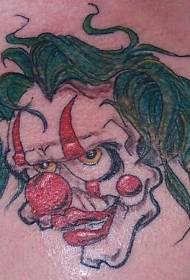 Modello di tatuaggio di pagliaccio capelli verdi dipinto