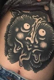 Black Ghost Face Monster Mask Prajna Tattoo Patroon van Tattooist Simon