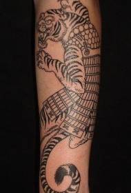 Articulating Tiger and Armor Black Tattoo Pattern
