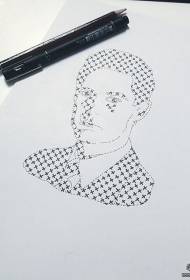 Manoscritto tatuaggio maschile e europeo pungente ritratto