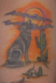 Wolf τατουάζ στην έρημο