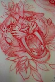 manoscritto del modello del tatuaggio di personalità del fiore della tigre della scuola