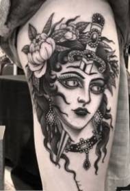 Insieme nero scuro di modelli di tatuaggio ragazza nera