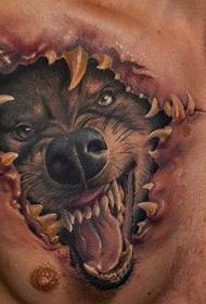 Tatuaggio testa di lupo 3D