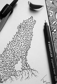 Manuscript pemë tatuazh ujku model tatuazhi
